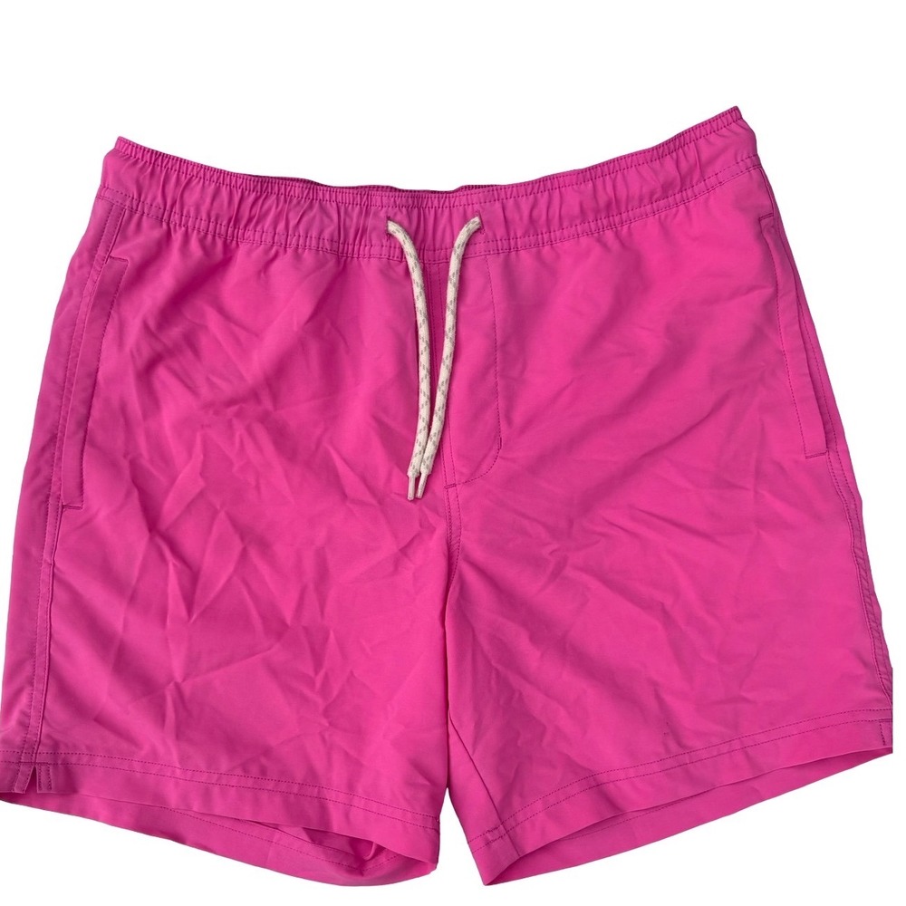 Trinity Coast Swim Shorts Mens Pink Solid Board Trunks Drawstring GOOD CONDITION